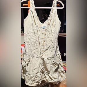 Cream Sleeveless Button-Front Dress